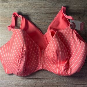 Cacique (Lane Bryant) Coral and White Balconette Bra 44DD